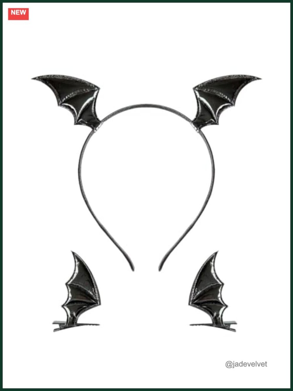 Bat Wings Headband Dragon Hair Clips Set PU Leather Gothic Cosplay